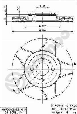 Stabdžių diskas BREMBO 09.5058.75
