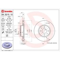 Stabdžių diskas BREMBO 09.5215.10