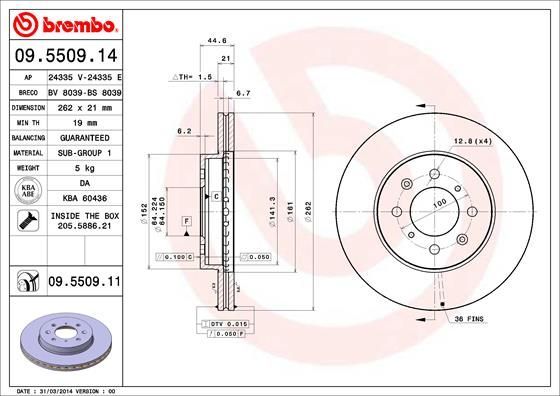 Stabdžių diskas BREMBO 09.5509.11