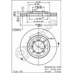 Stabdžių diskas BREMBO 09.5537.10