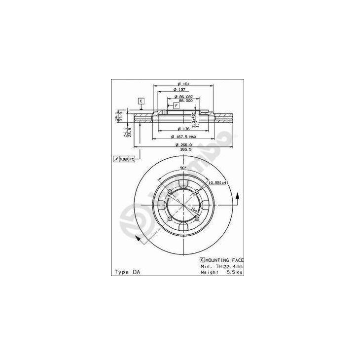 Stabdžių diskas BREMBO 09.5537.10