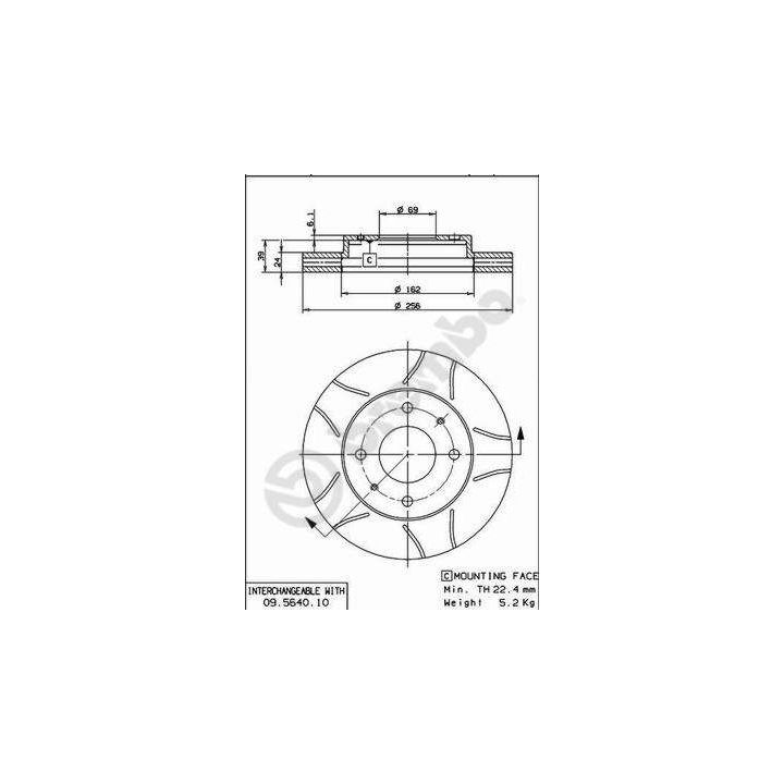 Stabdžių diskas BREMBO 09.5640.75