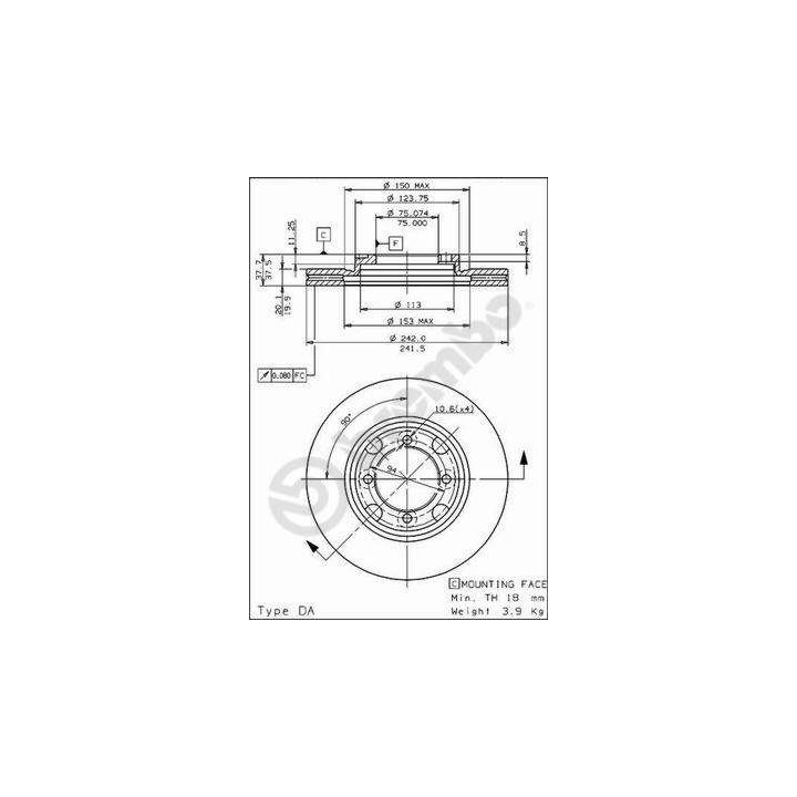 Stabdžių diskas BREMBO 09.5654.10