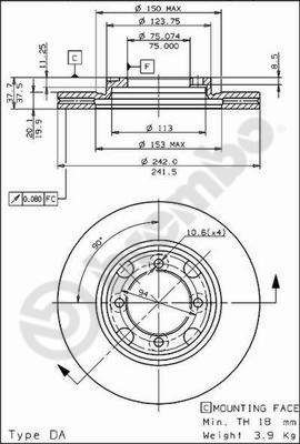 Stabdžių diskas BREMBO 09.5654.10