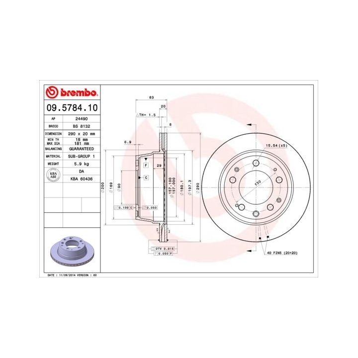 Stabdžių diskas BREMBO 09.5784.10