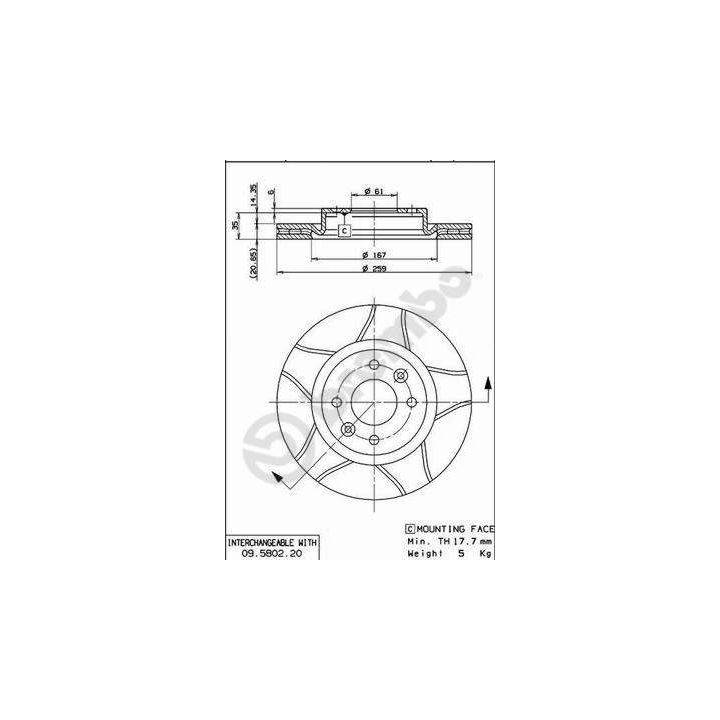 Stabdžių diskas BREMBO 09.5802.76