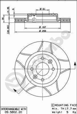 Stabdžių diskas BREMBO 09.5802.76