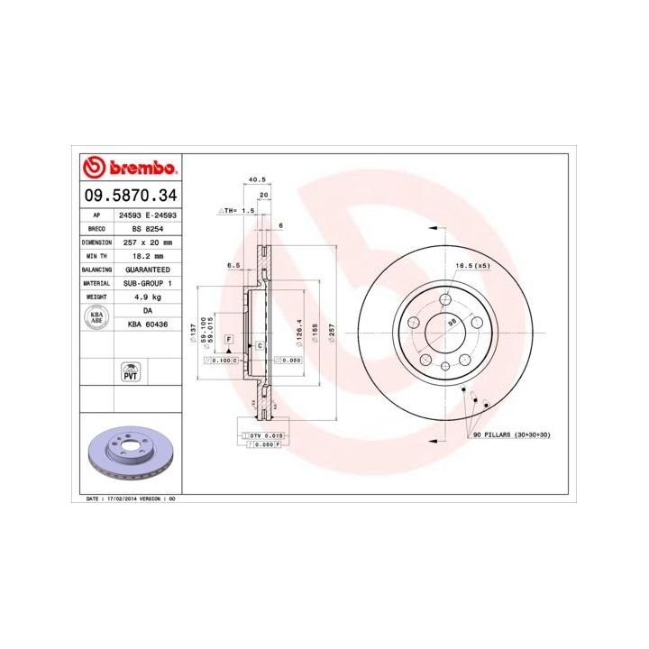 Stabdžių diskas BREMBO 09.5870.34