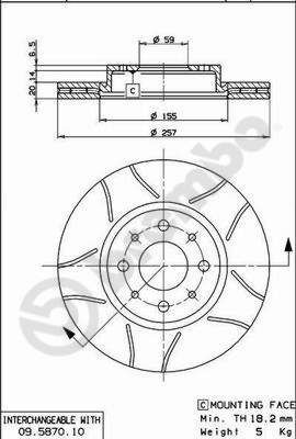 Stabdžių diskas BREMBO 09.5870.75