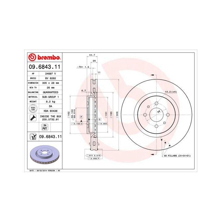 Stabdžių diskas BREMBO 09.6843.11