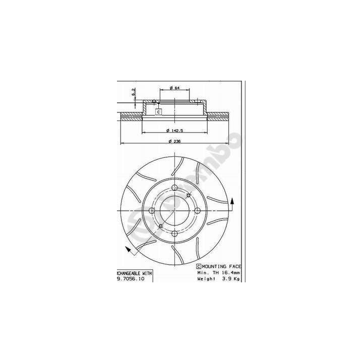 Stabdžių diskas BREMBO 09.7056.75