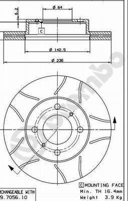 Stabdžių diskas BREMBO 09.7056.75