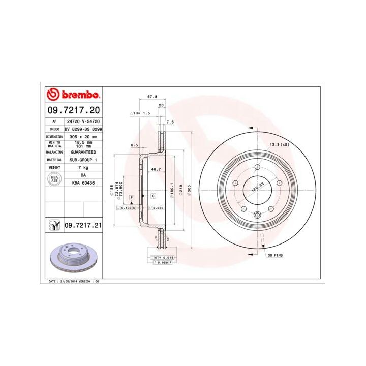 Stabdžių diskas BREMBO 09.7217.20