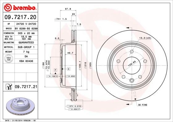 Stabdžių diskas BREMBO 09.7217.20