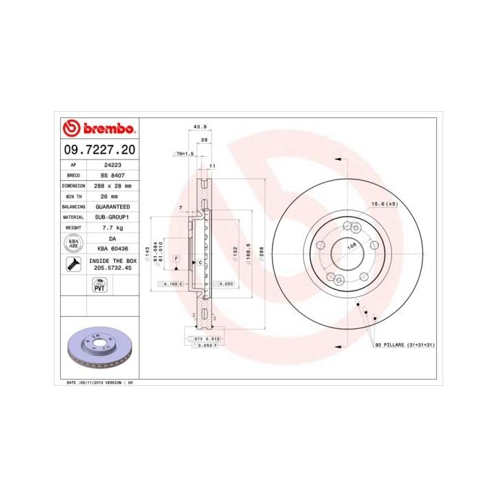 Stabdžių diskas BREMBO 09.7227.20