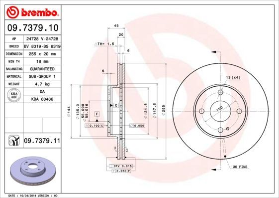 Stabdžių diskas BREMBO 09.7379.10