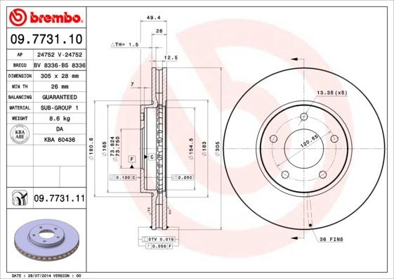 Stabdžių diskas BREMBO 09.7731.10
