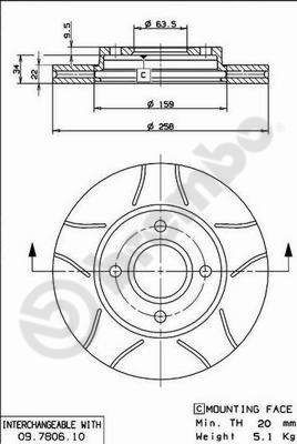 Stabdžių diskas BREMBO 09.7806.75