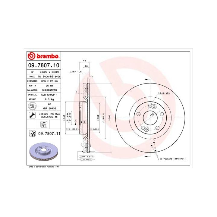 Stabdžių diskas BREMBO 09.7807.11