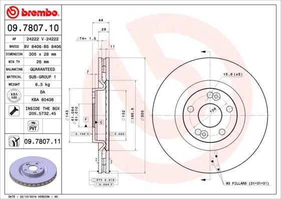Stabdžių diskas BREMBO 09.7807.11
