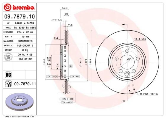 Stabdžių diskas BREMBO 09.7879.10