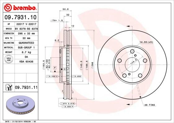 Stabdžių diskas BREMBO 09.7931.10