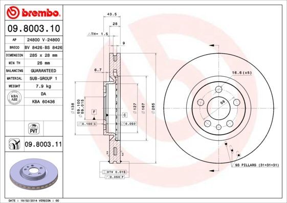 Stabdžių diskas BREMBO 09.8003.10