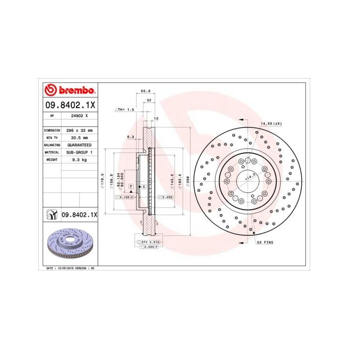 Stabdžių diskas BREMBO 09.8402.1X