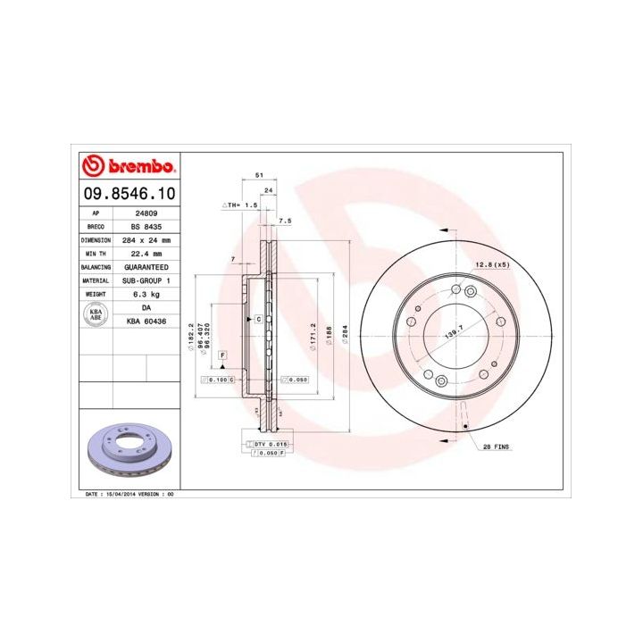Stabdžių diskas BREMBO 09.8546.10