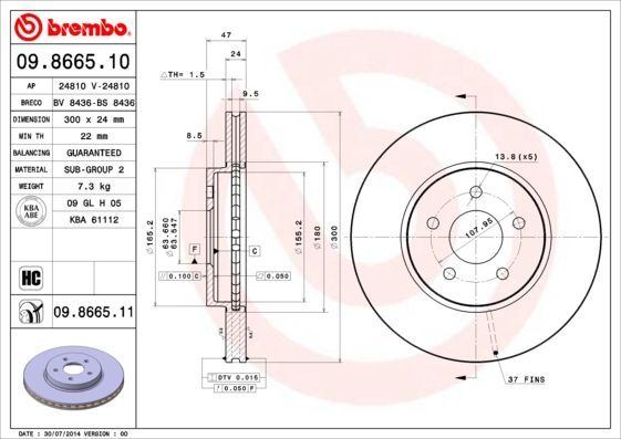 Stabdžių diskas BREMBO 09.8665.11