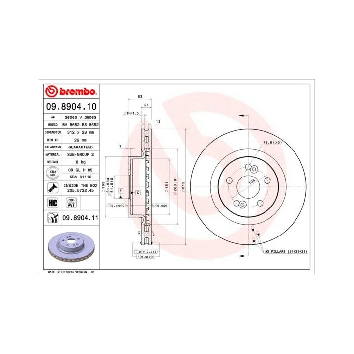 Stabdžių diskas BREMBO 09.8904.11