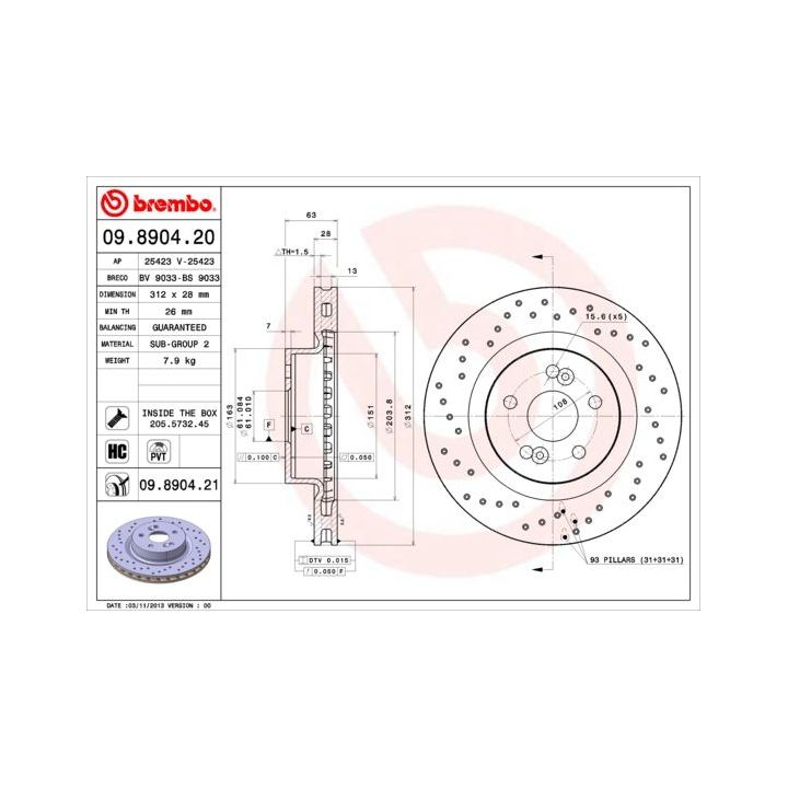 Stabdžių diskas BREMBO 09.8904.21