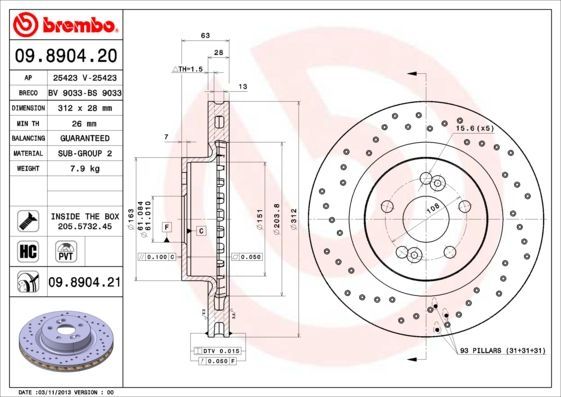 Stabdžių diskas BREMBO 09.8904.21