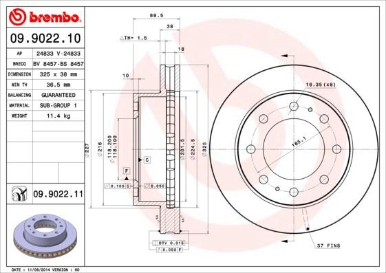 Stabdžių diskas BREMBO 09.9022.10