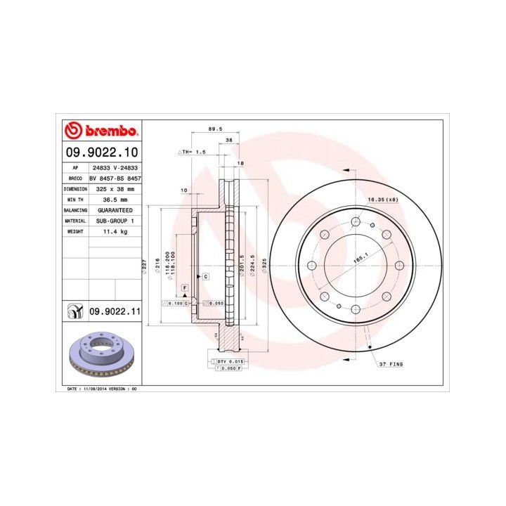 Stabdžių diskas BREMBO 09.9022.11