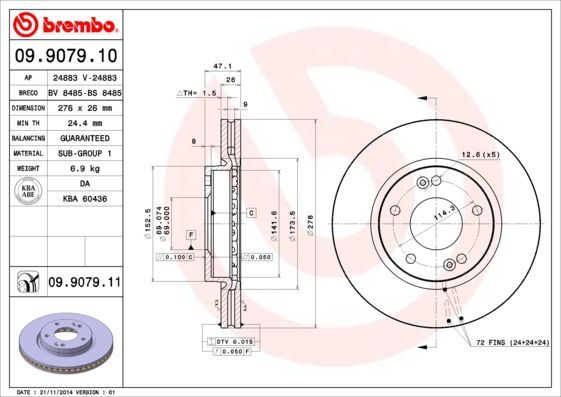 Stabdžių diskas BREMBO 09.9079.10