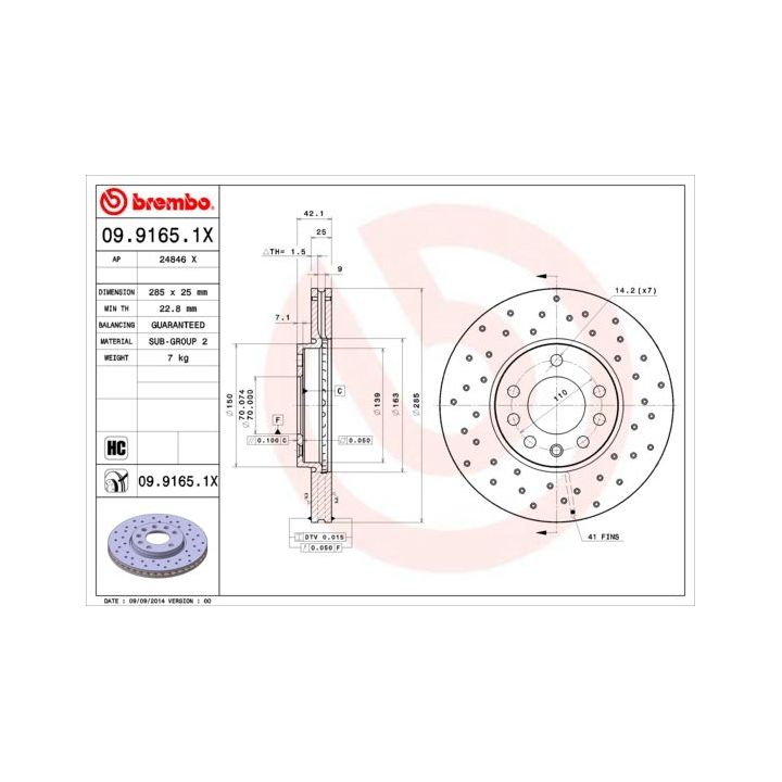 Stabdžių diskas BREMBO 09.9165.1X