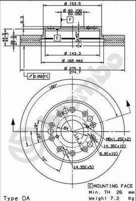 Stabdžių diskas BREMBO 09.9178.10
