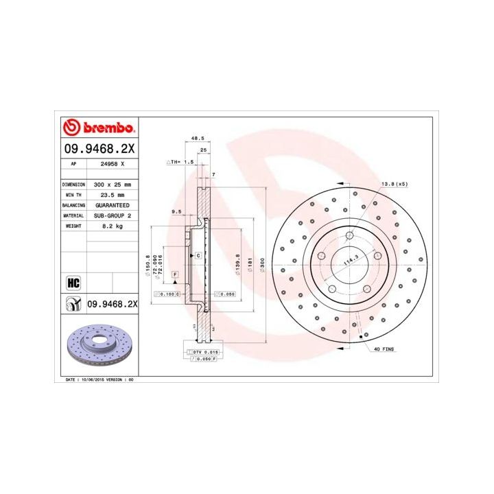 Stabdžių diskas BREMBO 09.9468.2X