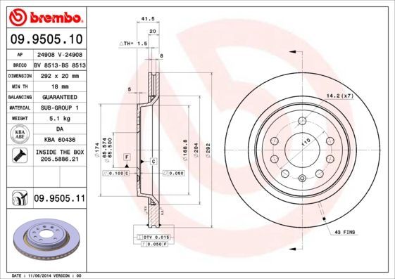 Stabdžių diskas BREMBO 09.9505.10