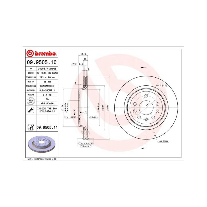 Stabdžių diskas BREMBO 09.9505.11