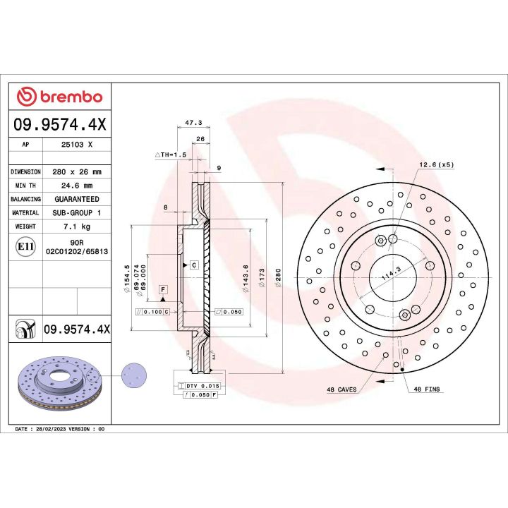 Stabdžių diskas BREMBO 09.9574.4X