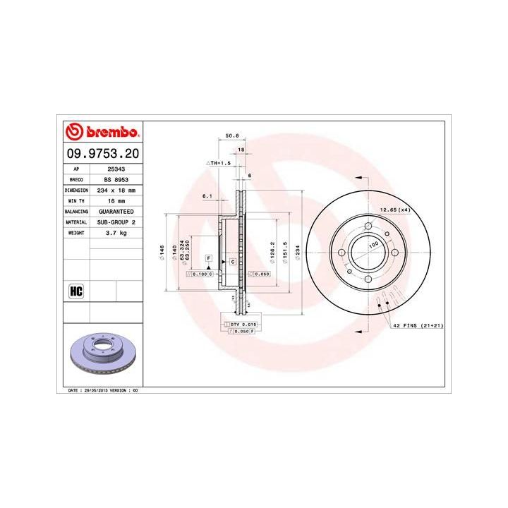 Stabdžių diskas BREMBO 09.9753.21