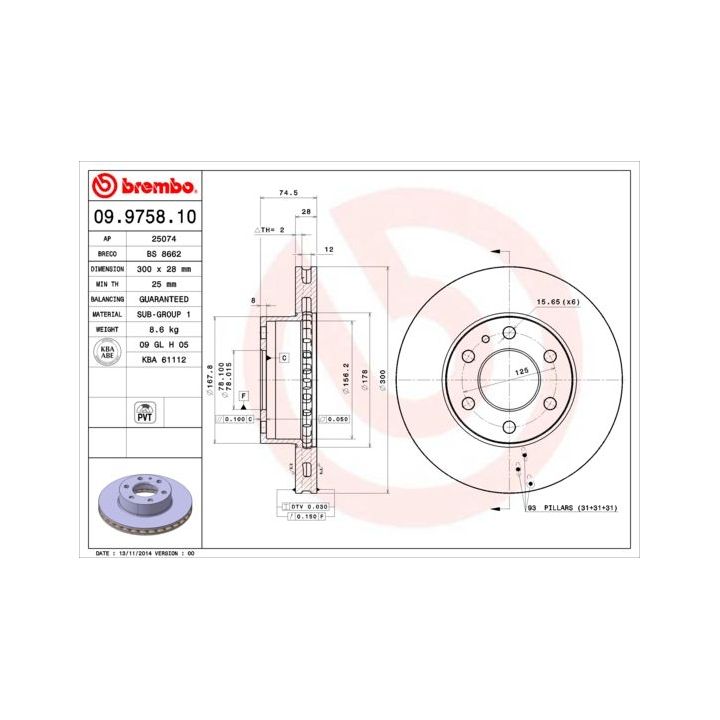 Stabdžių diskas BREMBO 09.9758.10
