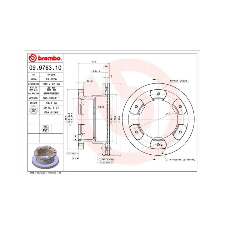 Stabdžių diskas BREMBO 09.9763.10