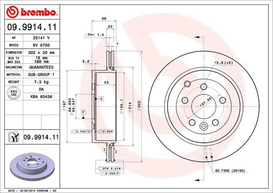 Stabdžių diskas BREMBO 09.9914.11