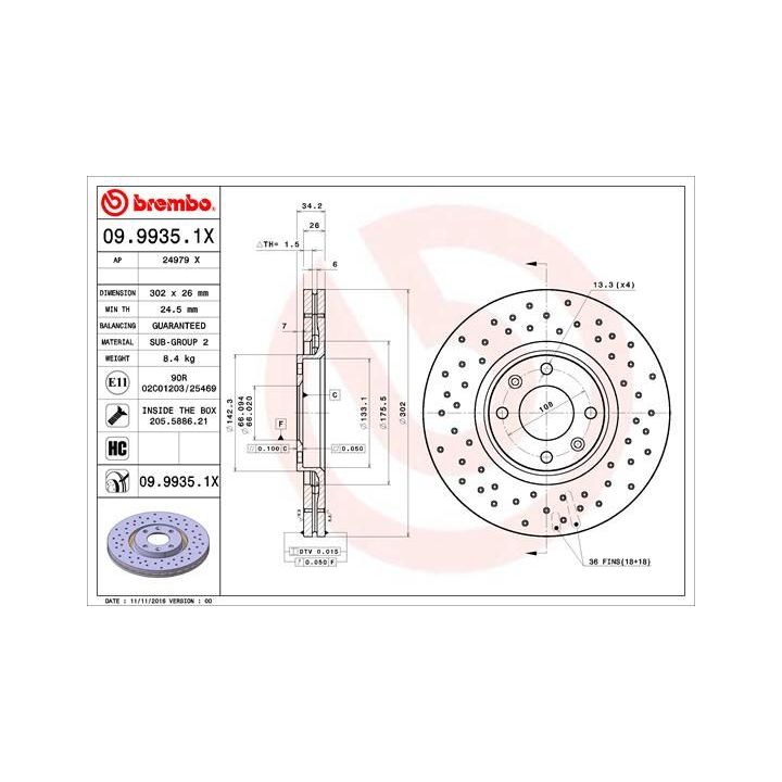 Stabdžių diskas BREMBO 09.9935.1X
