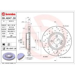 Stabdžių diskas BREMBO 09.A047.3X