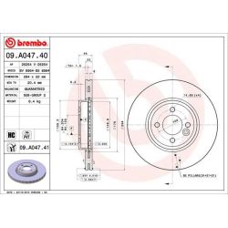 Stabdžių diskas BREMBO 09.A047.41