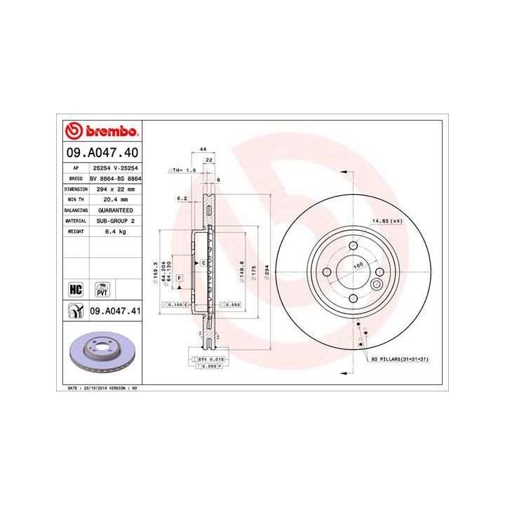 Stabdžių diskas BREMBO 09.A047.41